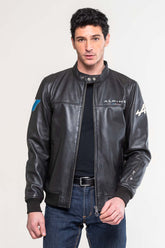 Men's Alpine Jean black racing leather jacket